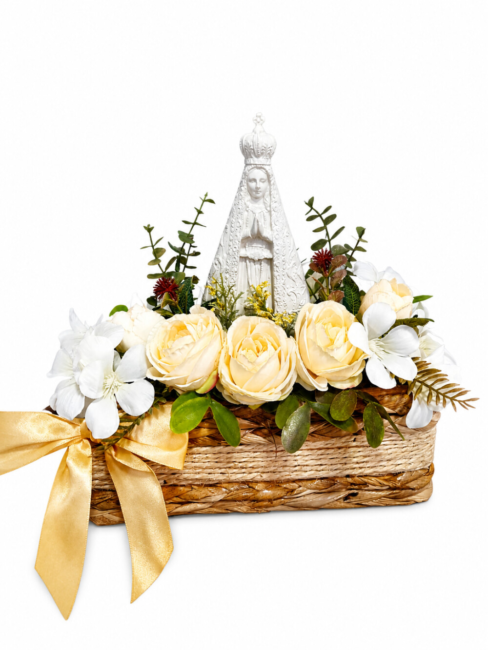 Arranjo Flores Permanentes com Imagem Nossa Senhora Aparecida