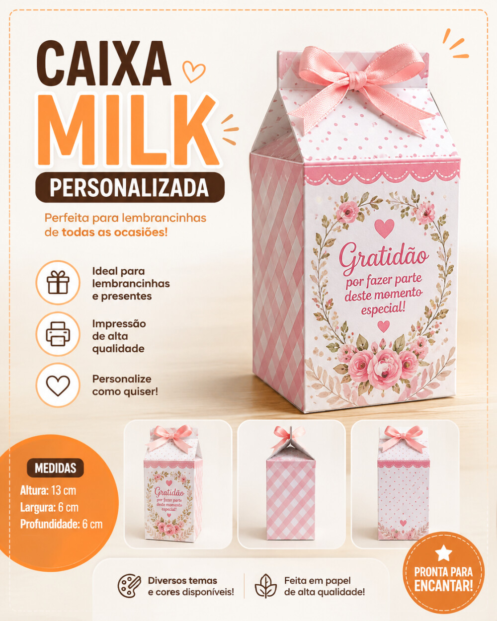 Lembrancinha de aniversário - Kit com 10 caixas milk, vários te
