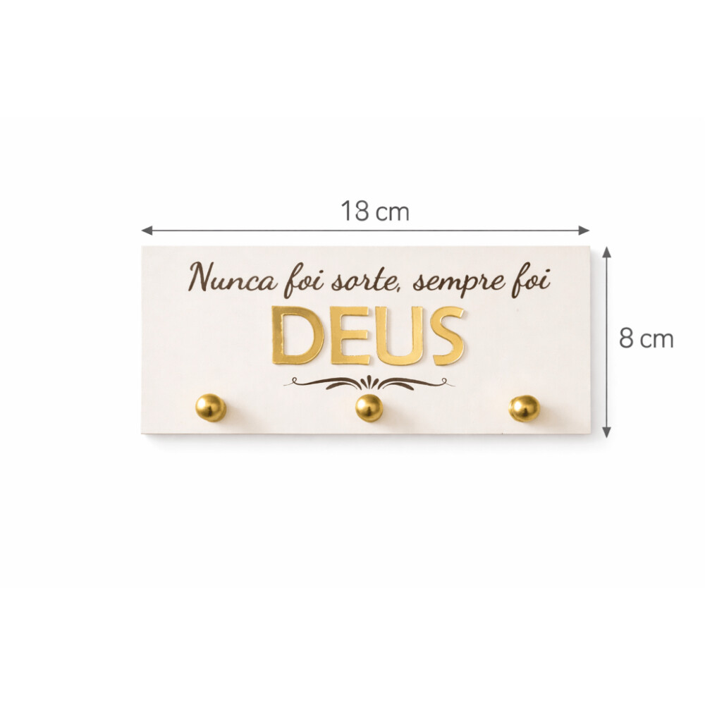 Porta Chaves Decorativo Deus em MDF e Acrílico Dourado