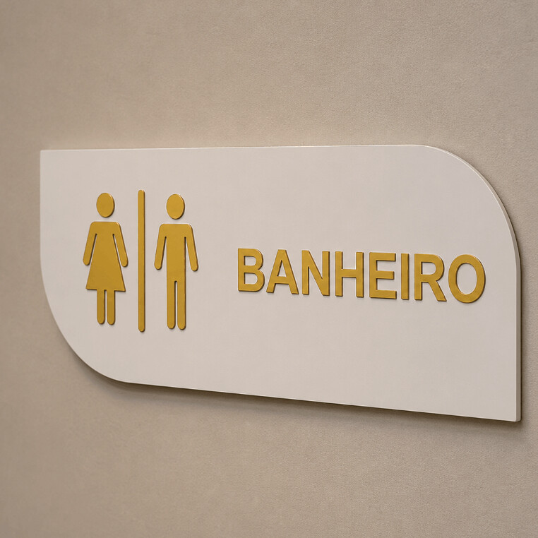 Placa Sinalização Banheiro MDF e Acrílico