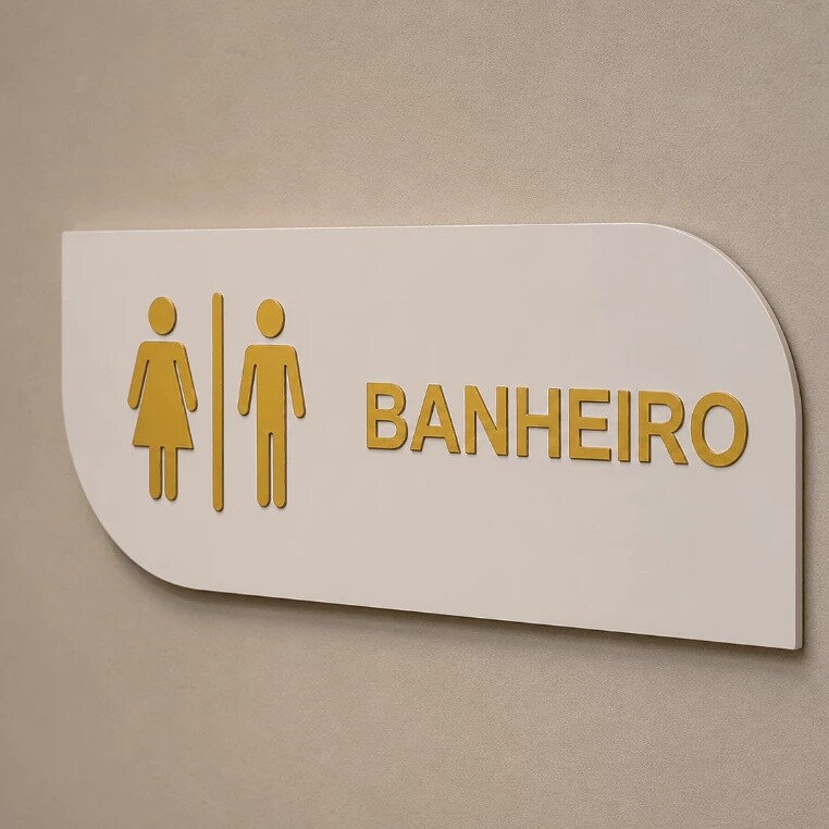 Placa Sinalização Banheiro MDF e Acrílico