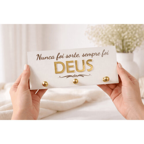 Porta Chaves Decorativo Deus em MDF e Acrílico Dourado