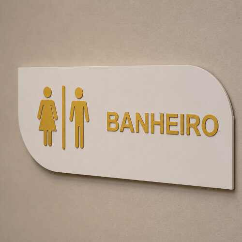 Placa Sinalização Banheiro MDF e Acrílico