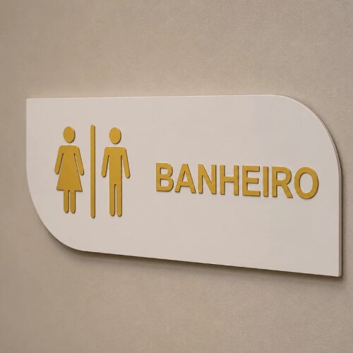 Placa Sinalização Banheiro MDF e Acrílico