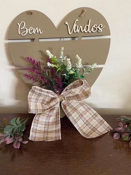 Coração de Porta Bem Vindos Floral