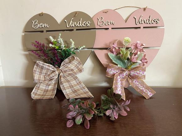 Coração de Porta Bem Vindos Floral