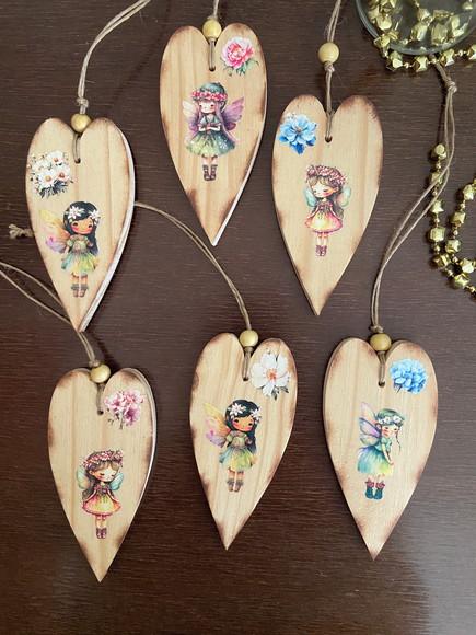 Corações em Madeira Fadas