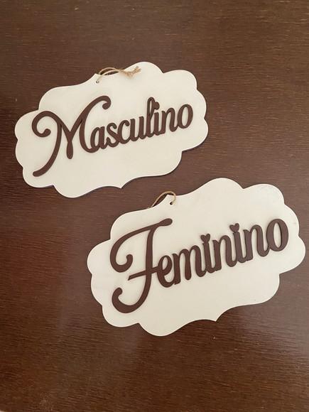 Kit Placas Banheiro Masculina e Feminino