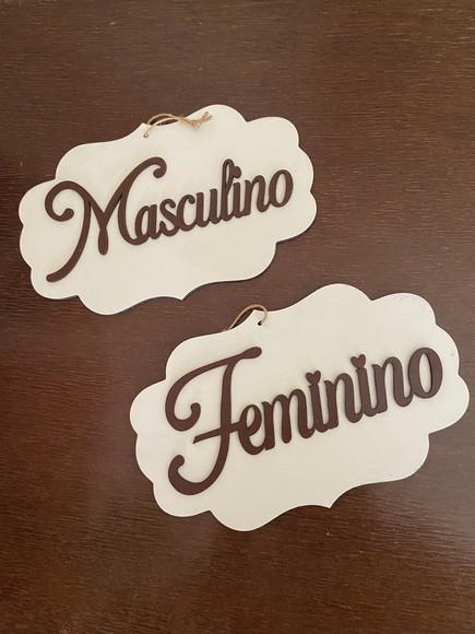 Kit Placas Banheiro Masculina e Feminino