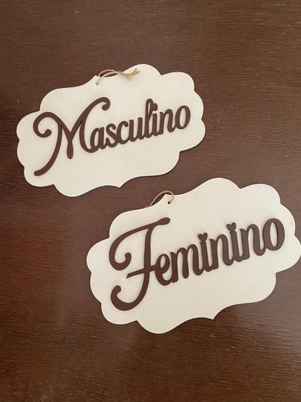 Kit Placas Banheiro Masculina e Feminino
