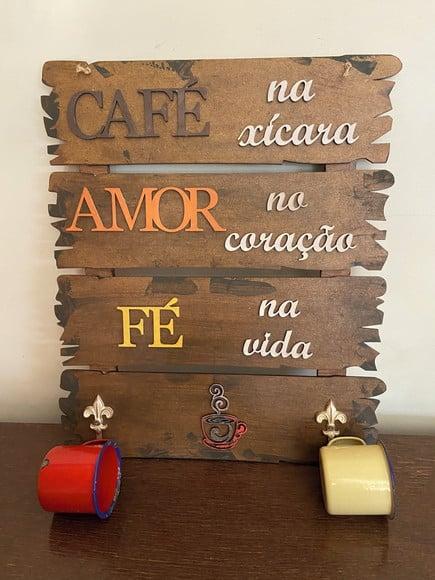 Placa Cantinho Café com Xícaras