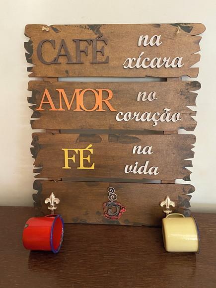 Placa Cantinho Café com Xícaras