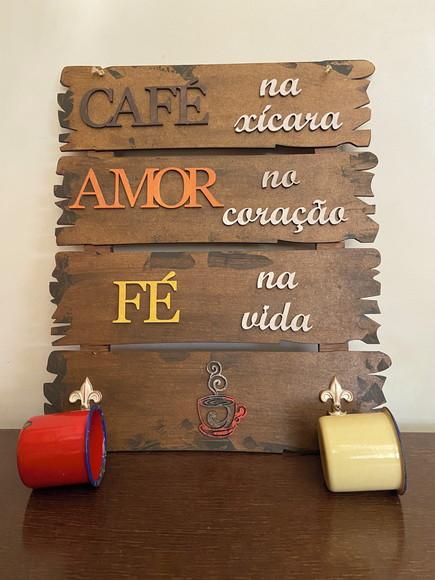 Placa Cantinho Café com Xícaras