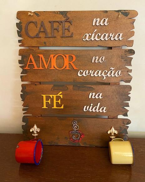Placa Cantinho Café com Xícaras