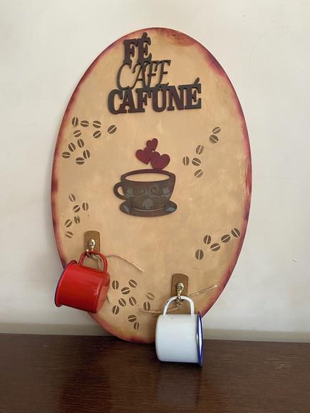 Placa Cantinho do Café com Xícaras Oval