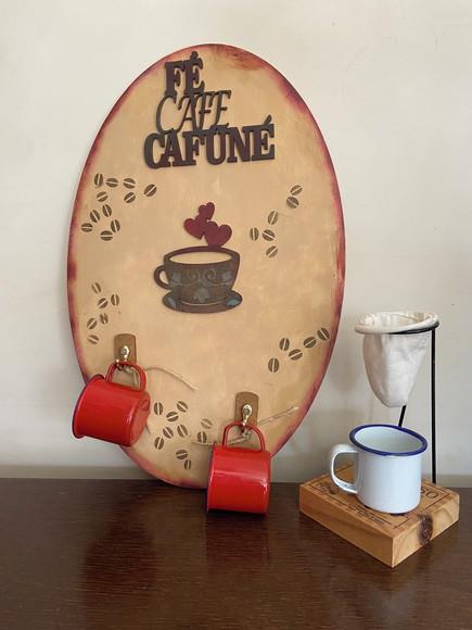 Placa Cantinho do Café com Xícaras Oval
