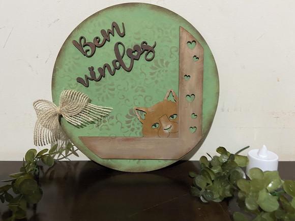 Placa de Porta Bem-vindo Gatos
