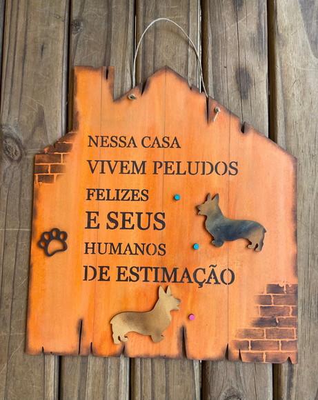 Placa de Porta Cachorro e Seus Humanos