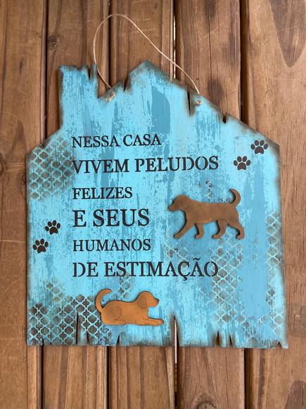 Placa de Porta Cachorro e Seus Humanos