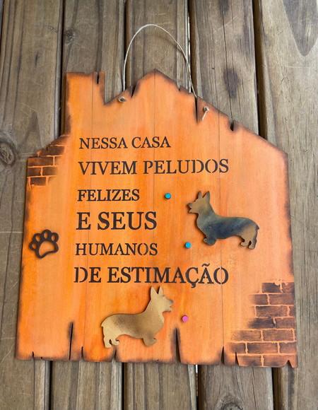 Placa de Porta Cachorro e Seus Humanos