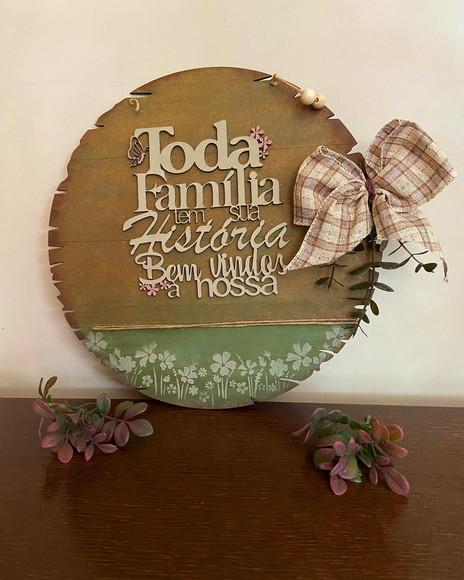 Placa de Porta Família Bem Vindos