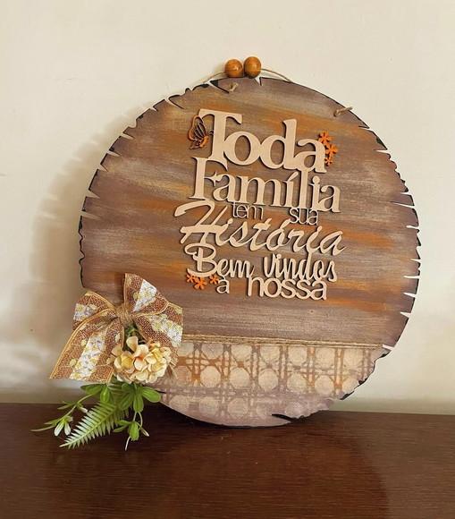 Placa de Porta Família Bem Vindos