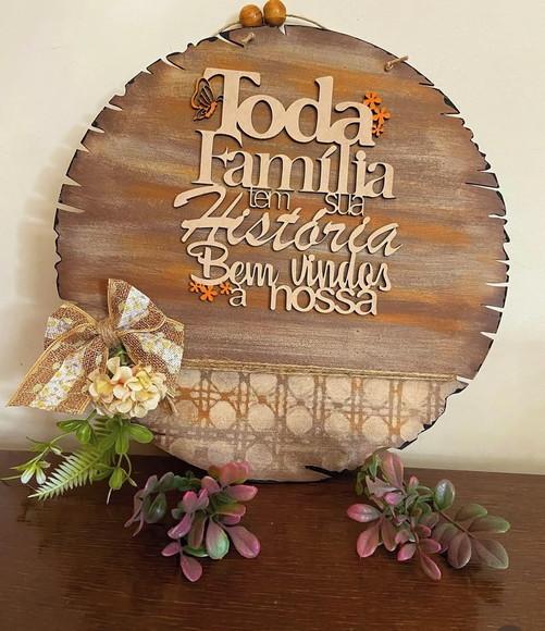 Placa de Porta Família Bem Vindos