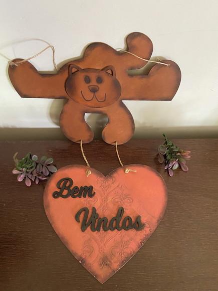 Placa de Porta Gato Bem Vindos