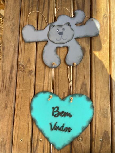 Placa de Porta Gato Bem Vindos