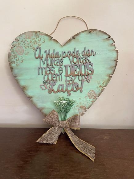 Placa Decorativa de Porta Coração