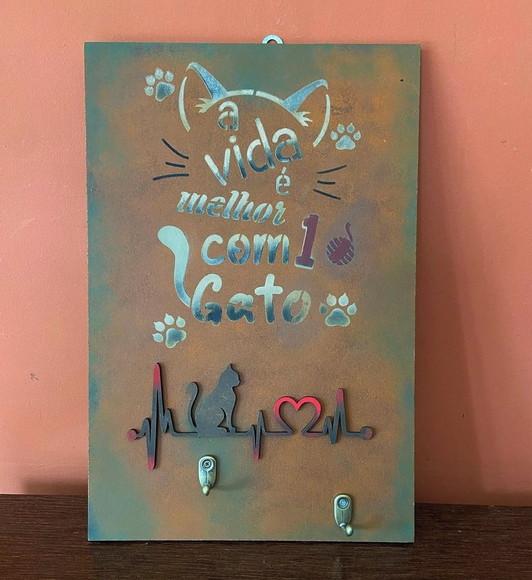 Placa Decorativa Gatos / Chaves