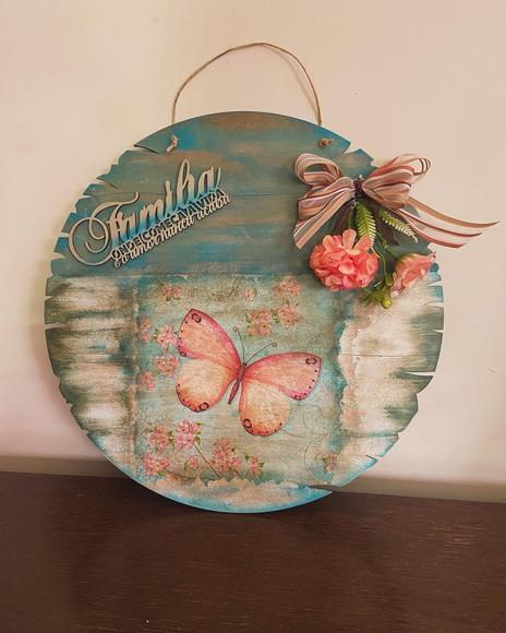 Placa Rústica de Porta Família