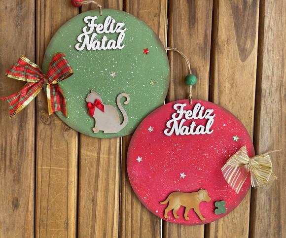Placas de Natal Gato ou Cachorro