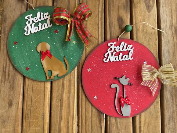 Placas de Natal Gato ou Cachorro