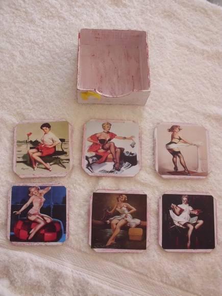 Porta Copos Pin-ups Modelo Chanfrado