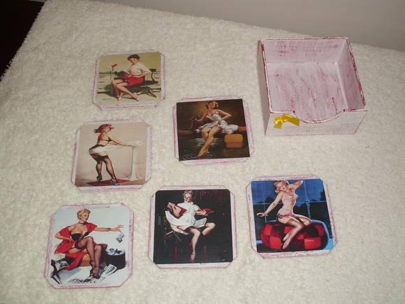 Porta Copos Pin-ups Modelo Chanfrado
