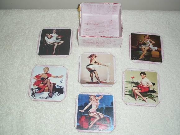 Porta Copos Pin-ups Modelo Chanfrado