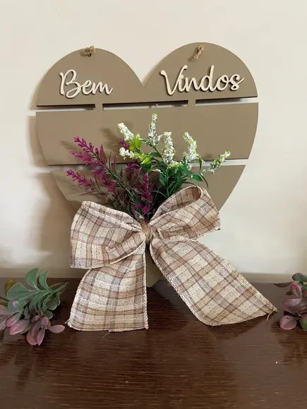Coração de Porta Bem Vindos Floral
