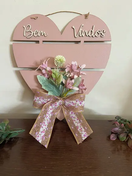 Coração de Porta Bem Vindos Floral