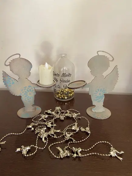 Dupla Anjinhos Porta Velas