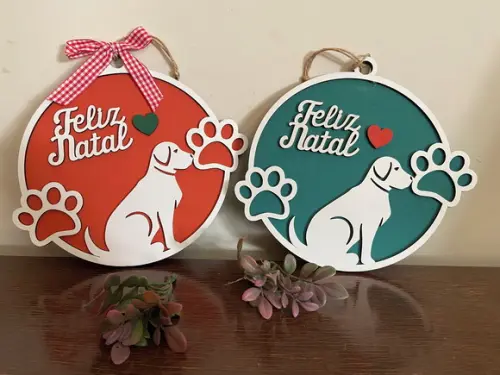 Guirlanda Enfeite de Porta Natal Cachorros