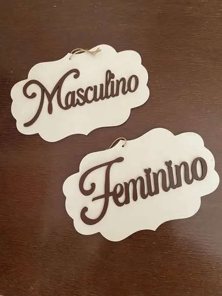 Kit Placas Banheiro Masculina e Feminino