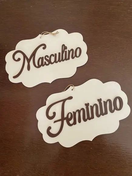 Kit Placas Banheiro Masculina e Feminino