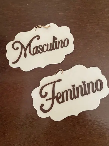 Kit Placas Banheiro Masculina e Feminino