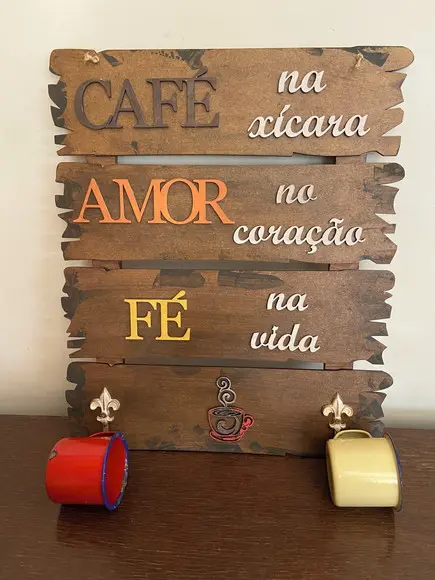 Placa Cantinho Café com Xícaras