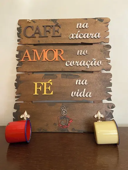 Placa Cantinho Café com Xícaras