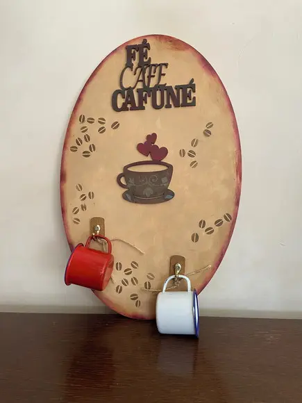 Placa Cantinho do Café com Xícaras Oval