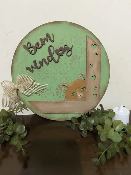 Placa de Porta Bem-vindo Gatos