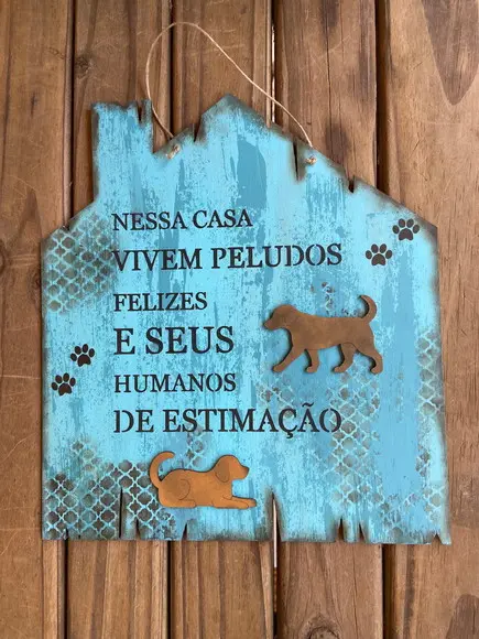 Placa de Porta Cachorro e Seus Humanos