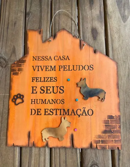 Placa de Porta Cachorro e Seus Humanos